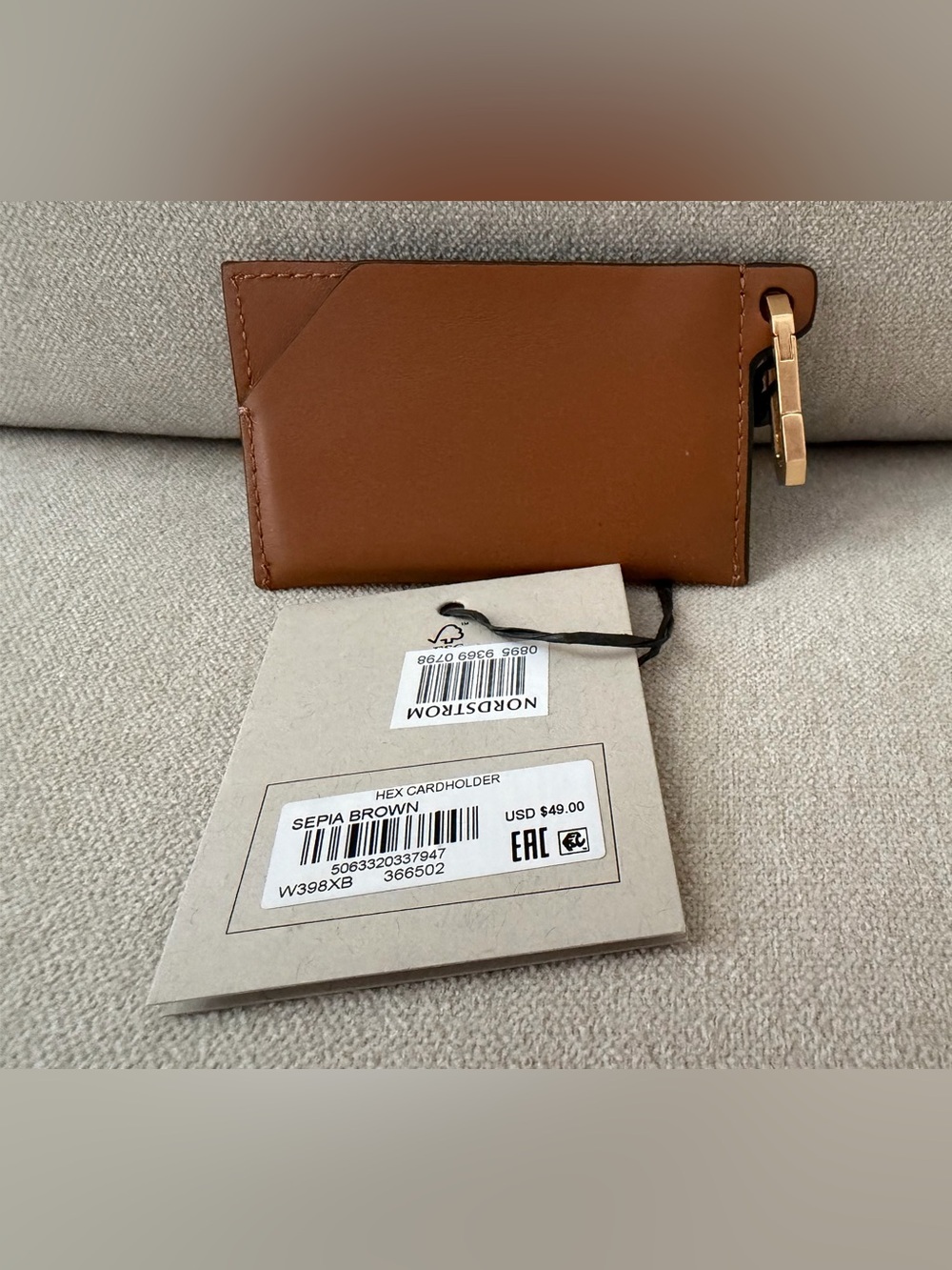 All Saints Hex Leather Card Holder - Sepia Brown - Picture 2 of 12